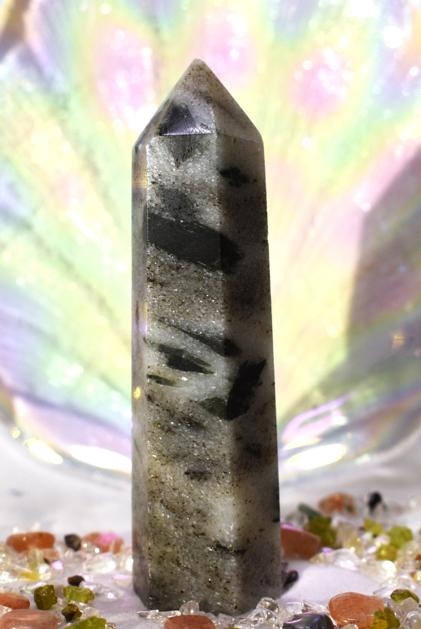 Green Tourmaline in Quartz Point