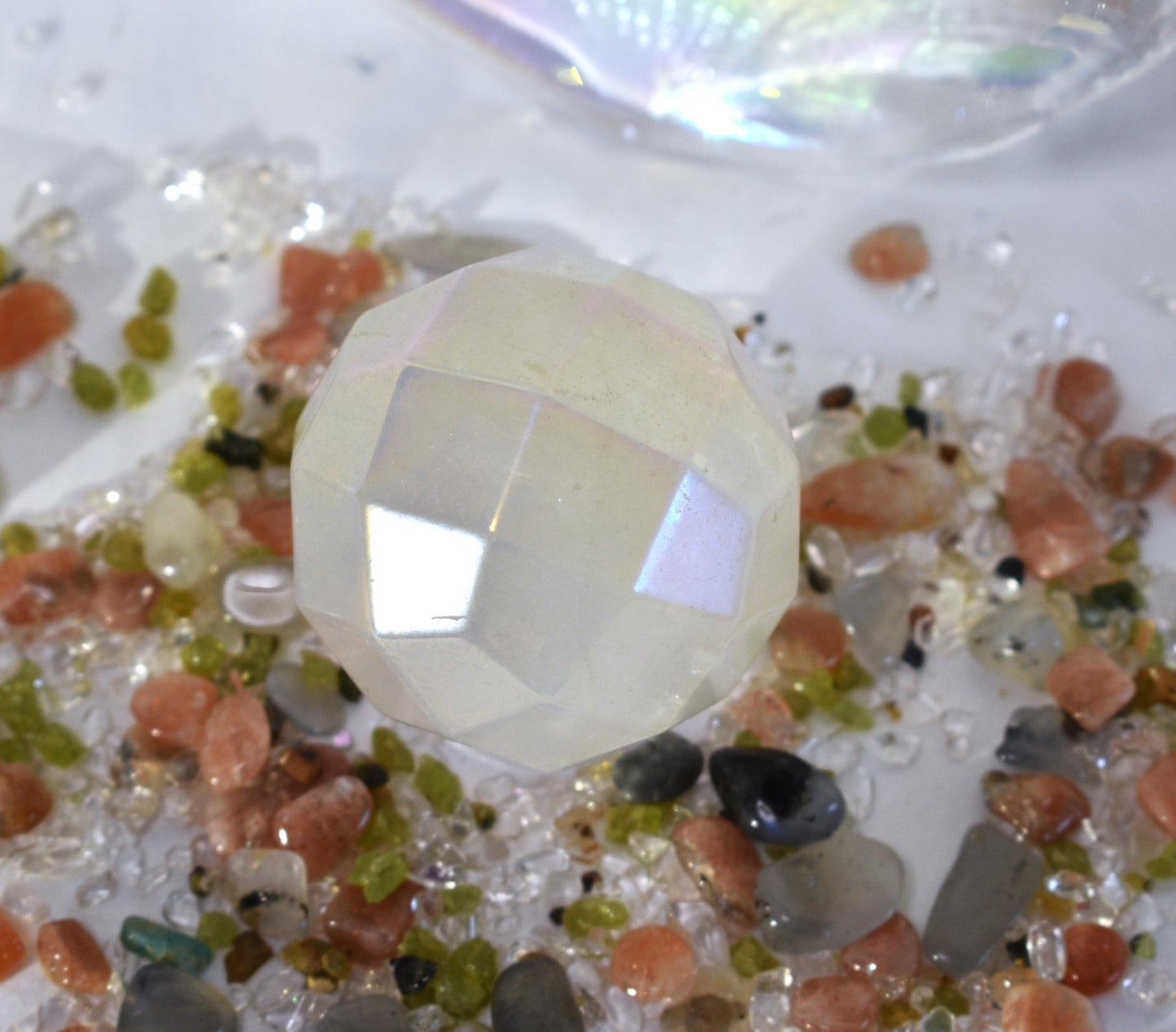 Aura coated Clear Quartz Disco Ball