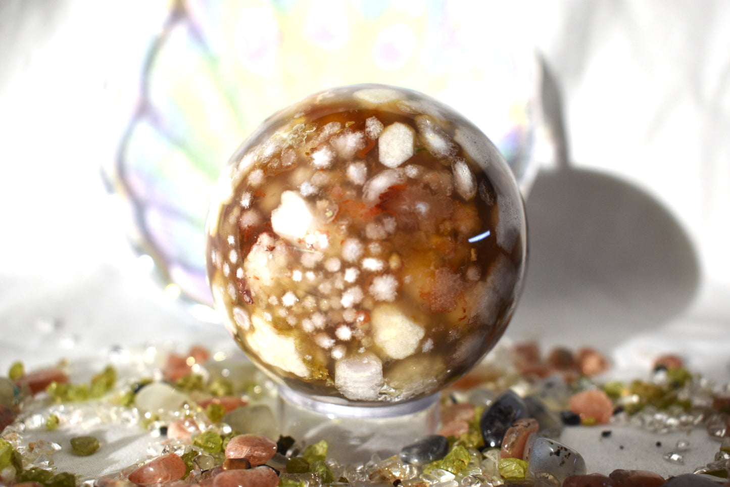 Pink Amethyst and Flower Agate Sphere