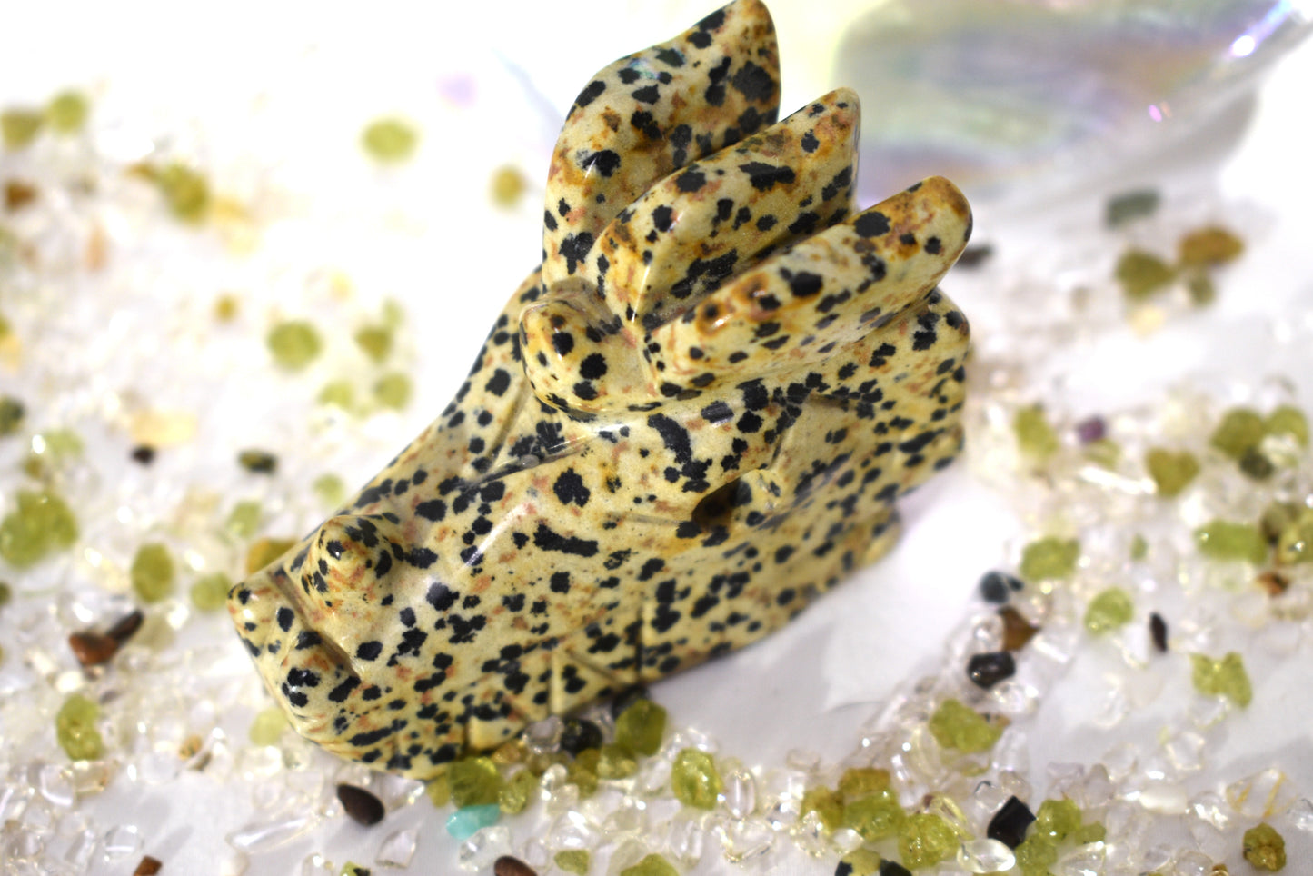 Dalmatian Jasper Dragon Head Carving