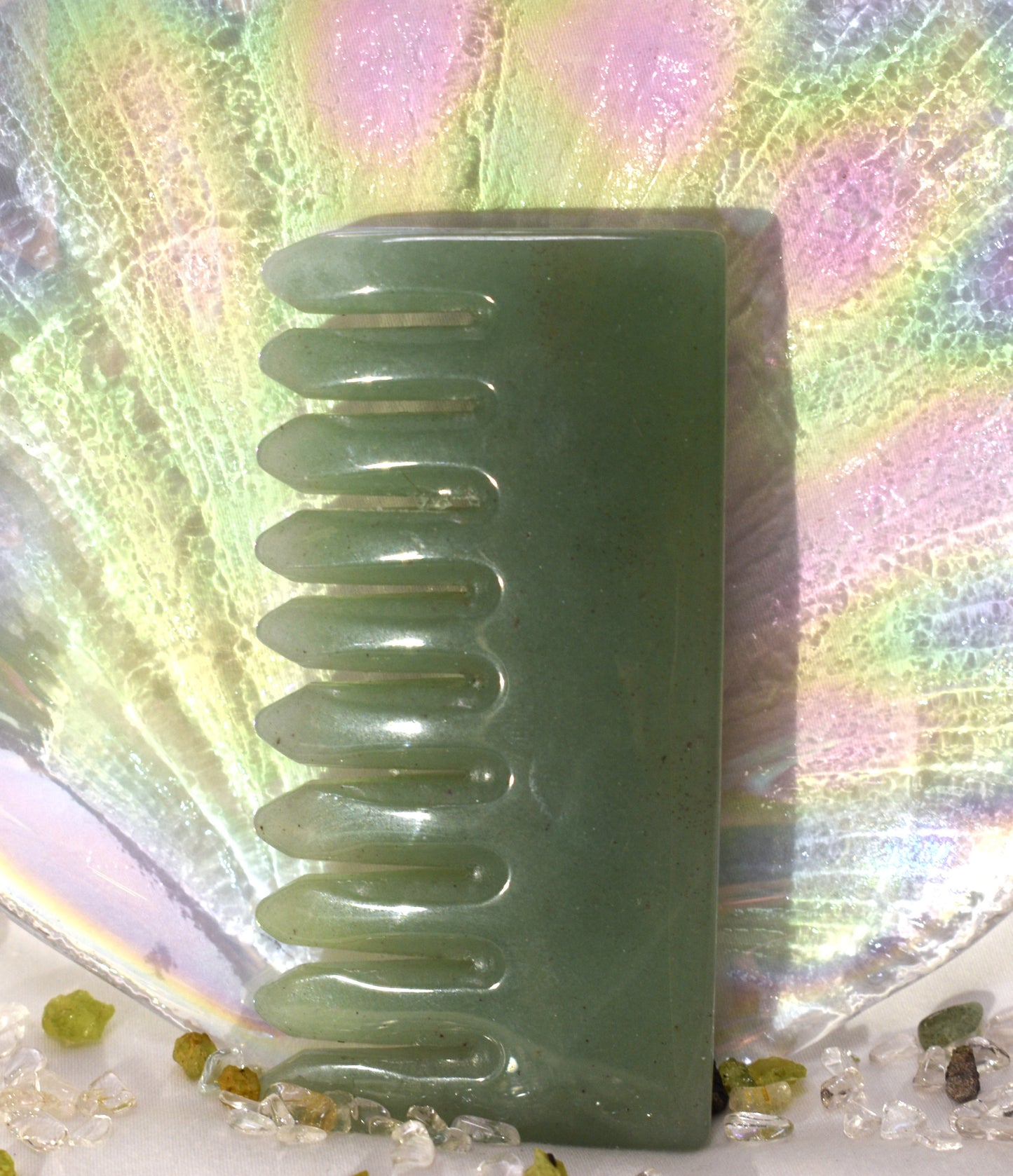 Comb Carving Green Aventurine Carving