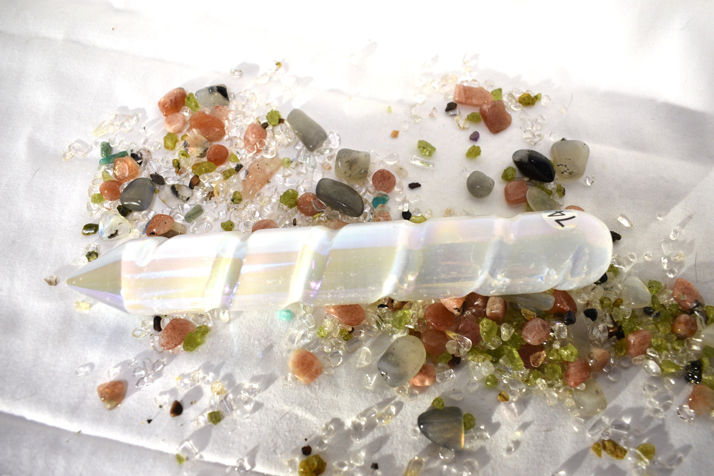 Aura coated Selenite Unicorn Wand