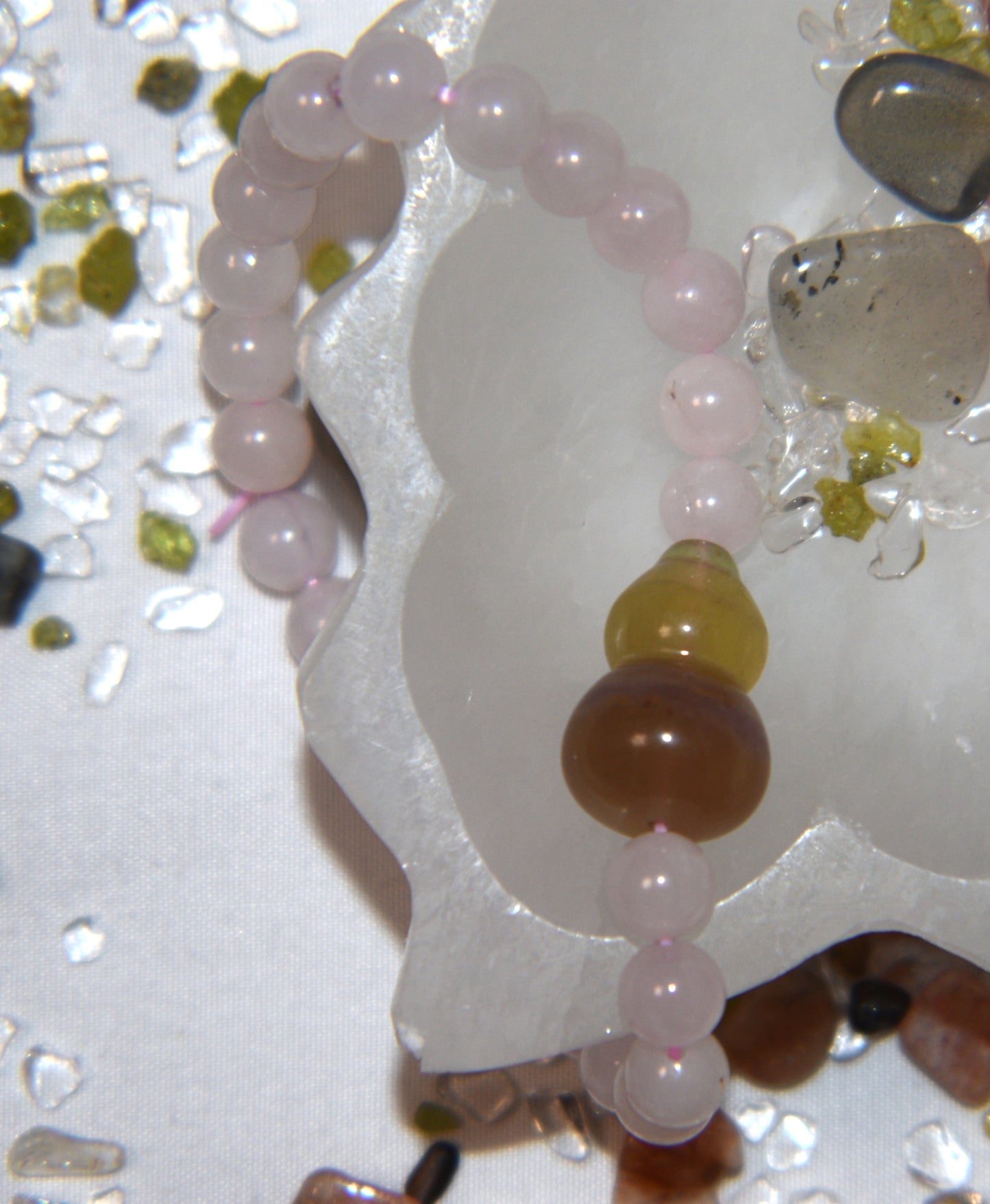 Fluorite hulu with rose quartz bracelet