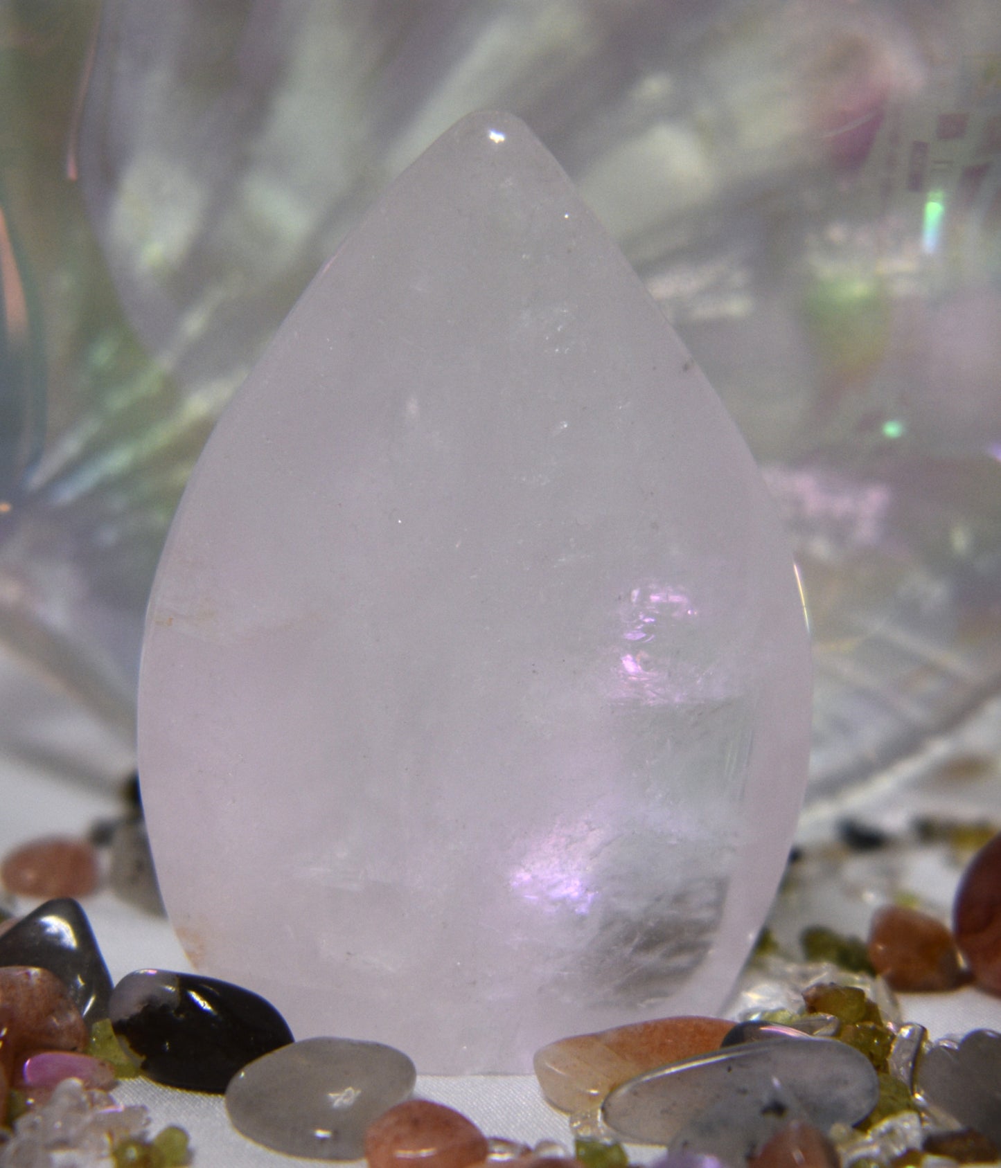 Clear quartz crystal teardrop