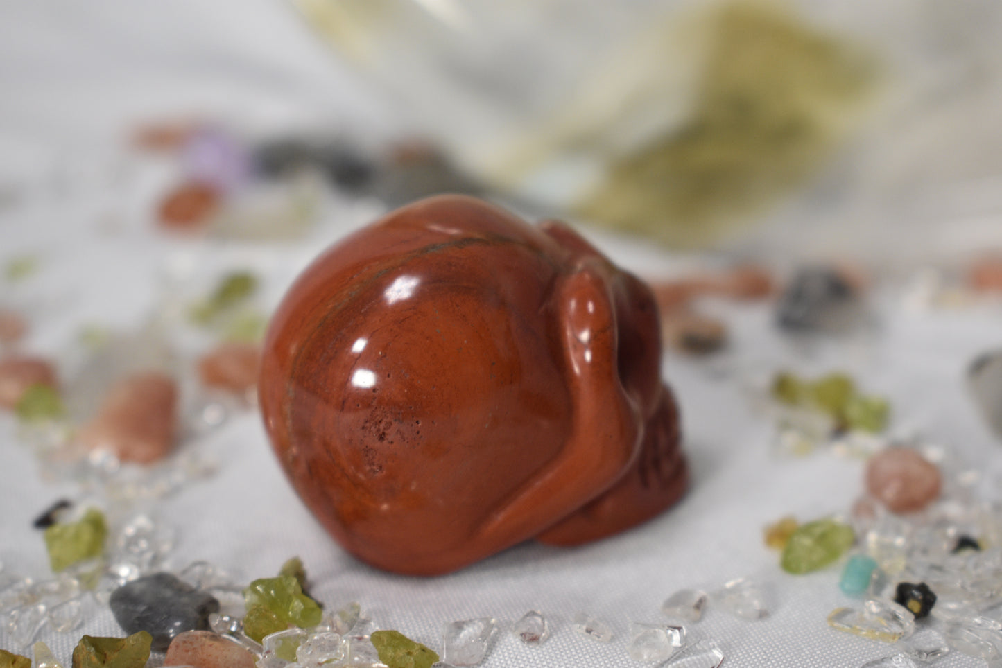 Red Jasper Skull Carving