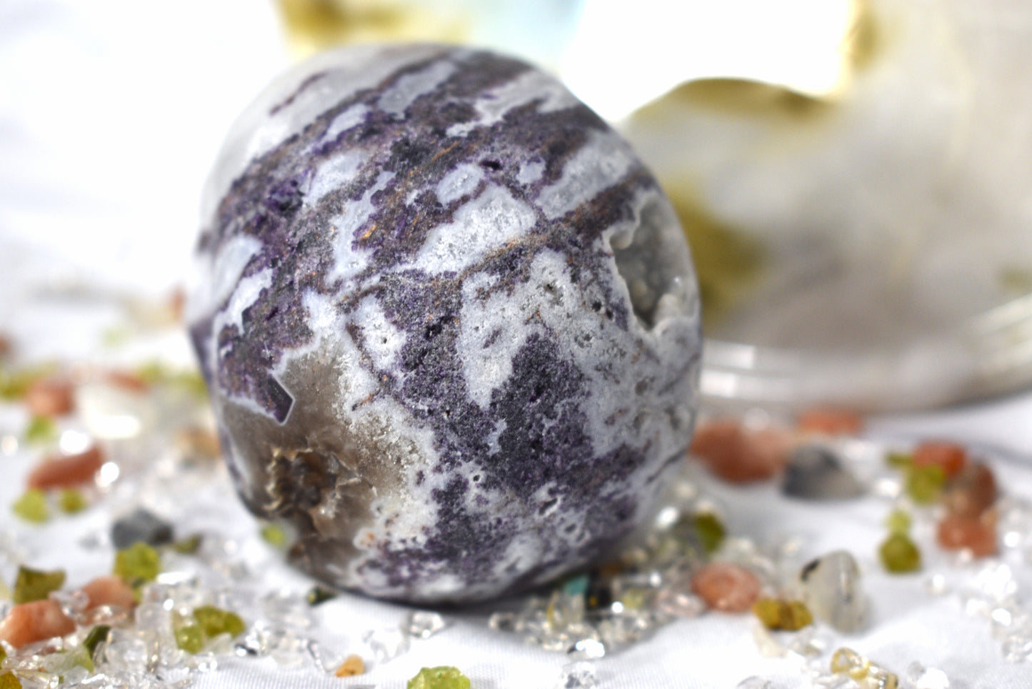 Purple Sphalerite Skull Carving