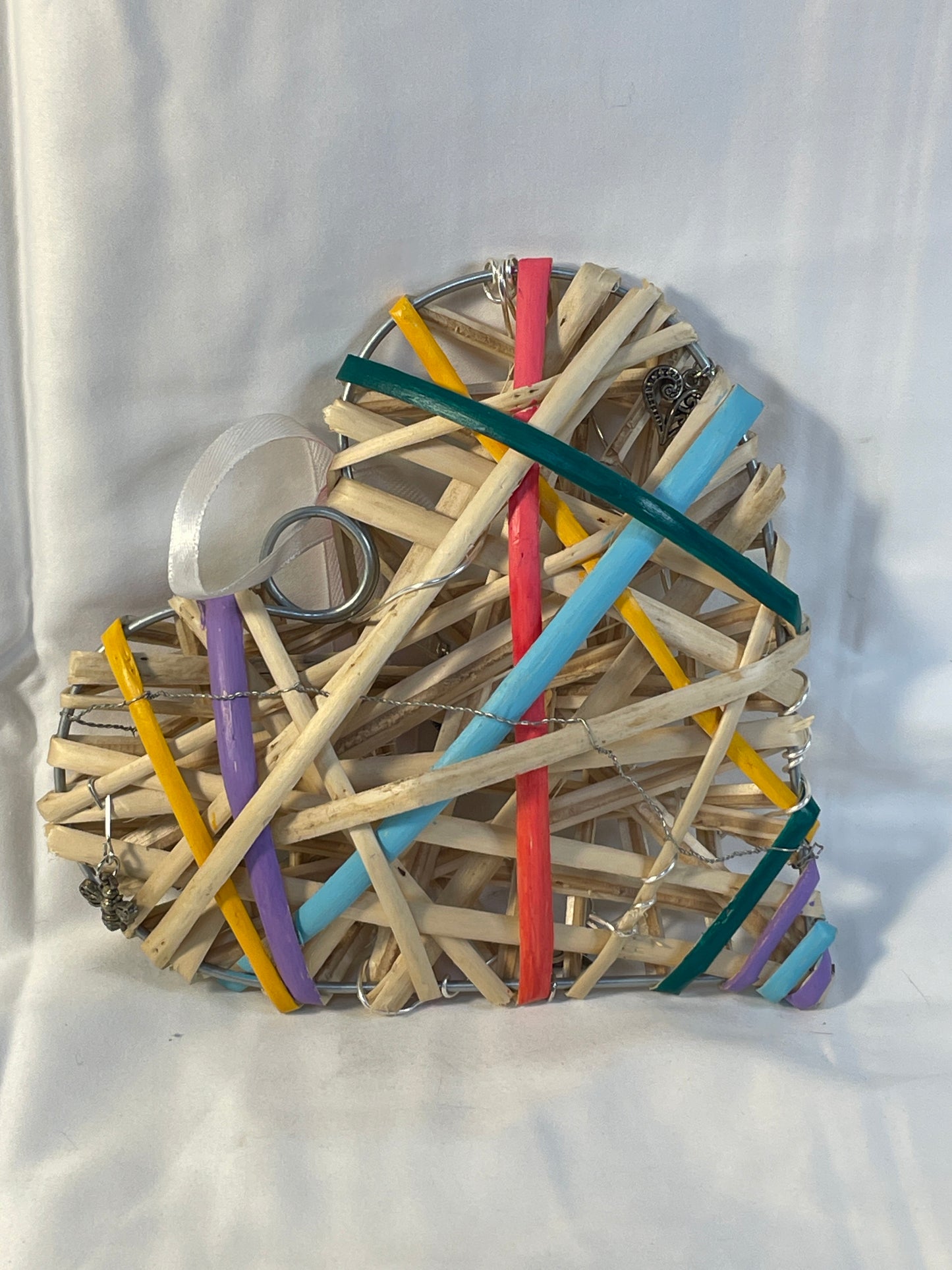 Wire Wrapped Wicker Heart Decoration