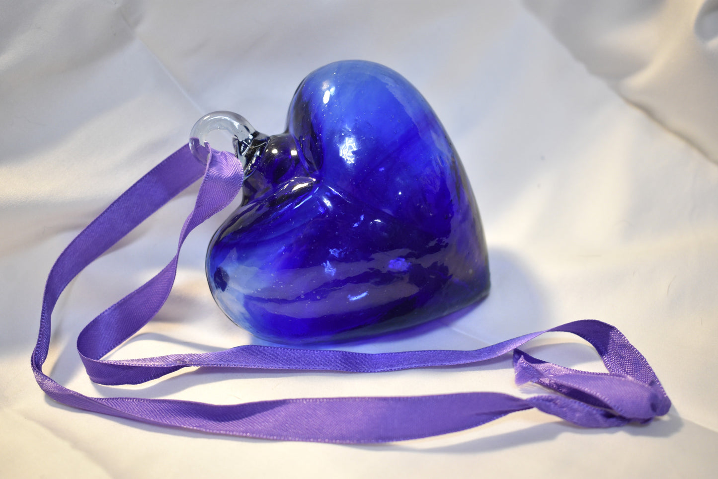 Glass Blown Blue Hanging Heart