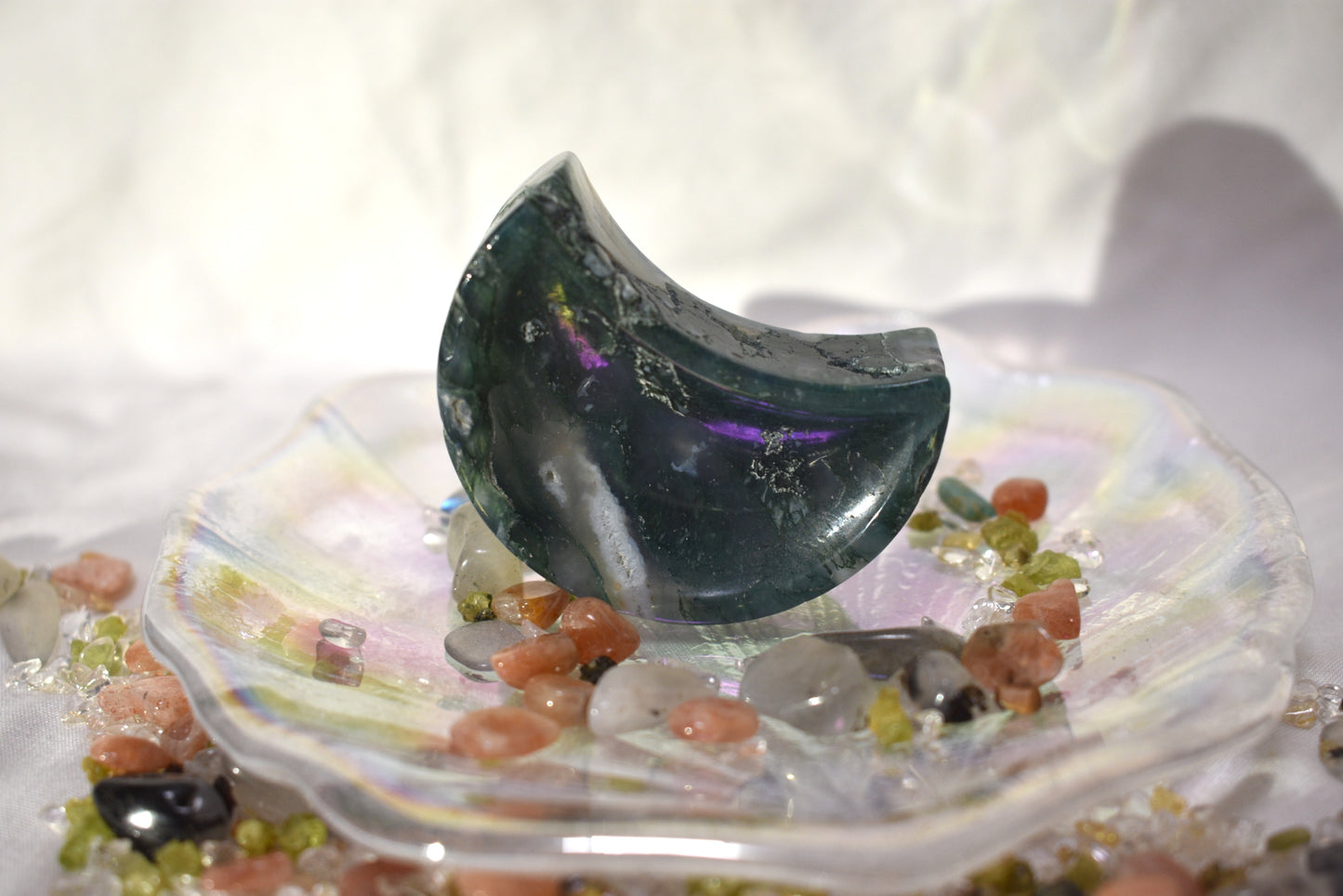 Moss Agate Moon Dish