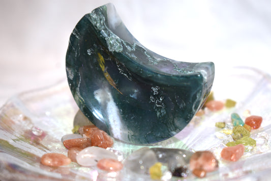 Moss Agate Moon Dish
