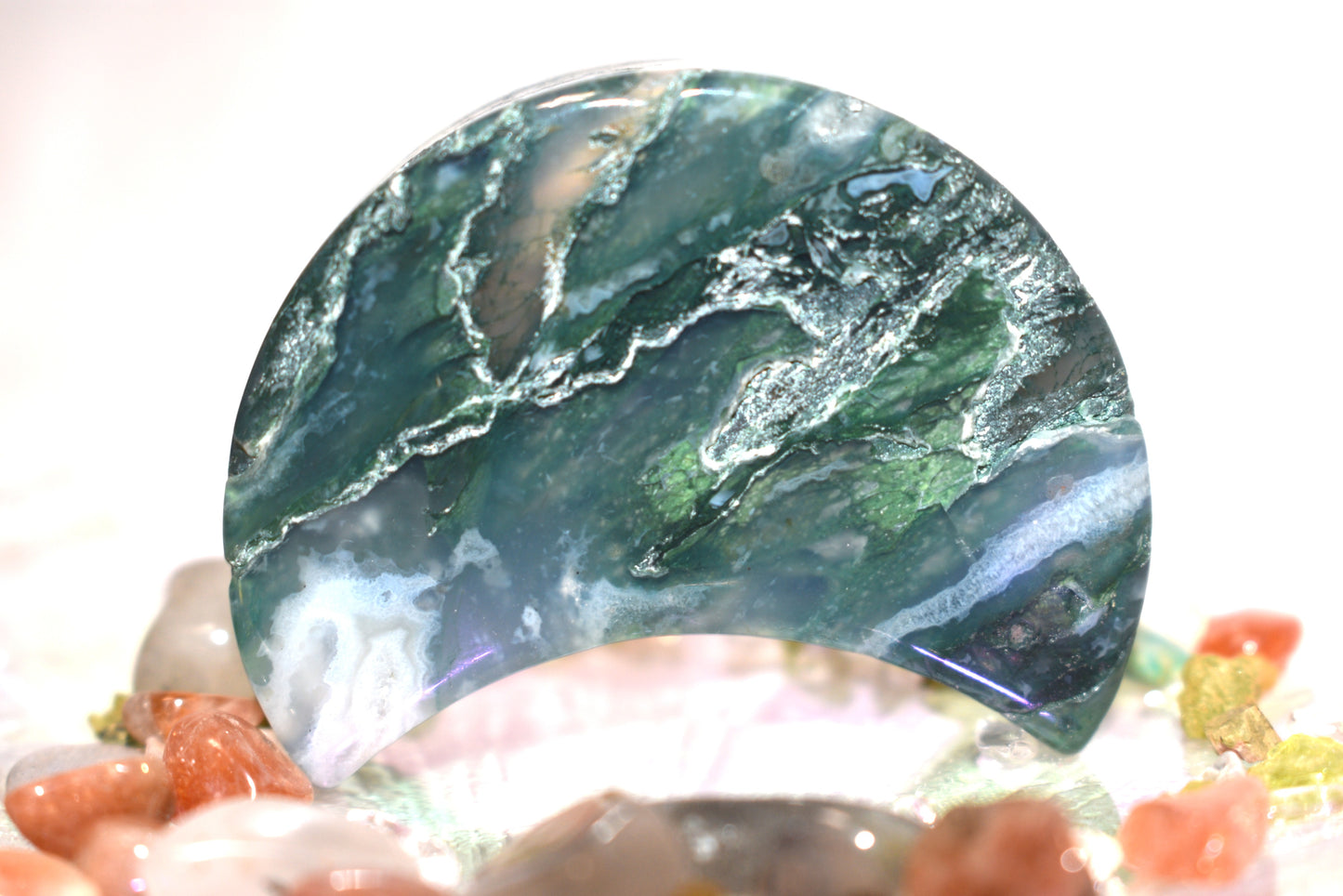 Moss Agate Moon Dish