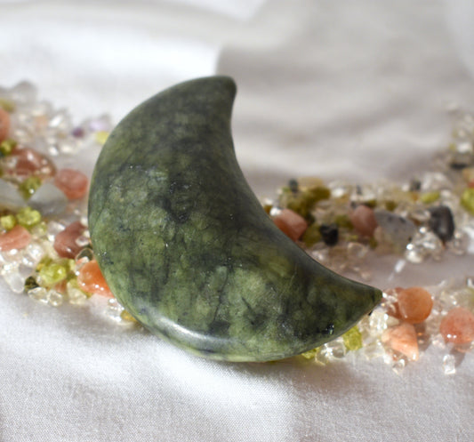 Green Jade Moon Carving