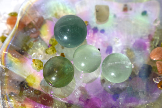 Green Fluorite mini Sphere lot