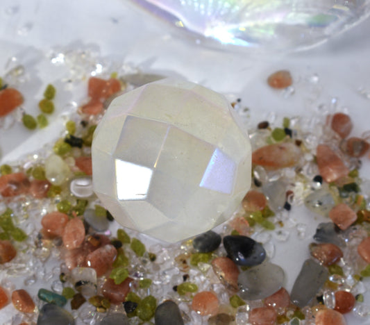 Aura coated Clear Quartz Disco Ball