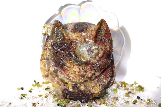Cheshire Cat Carving Mexican Lace Agate