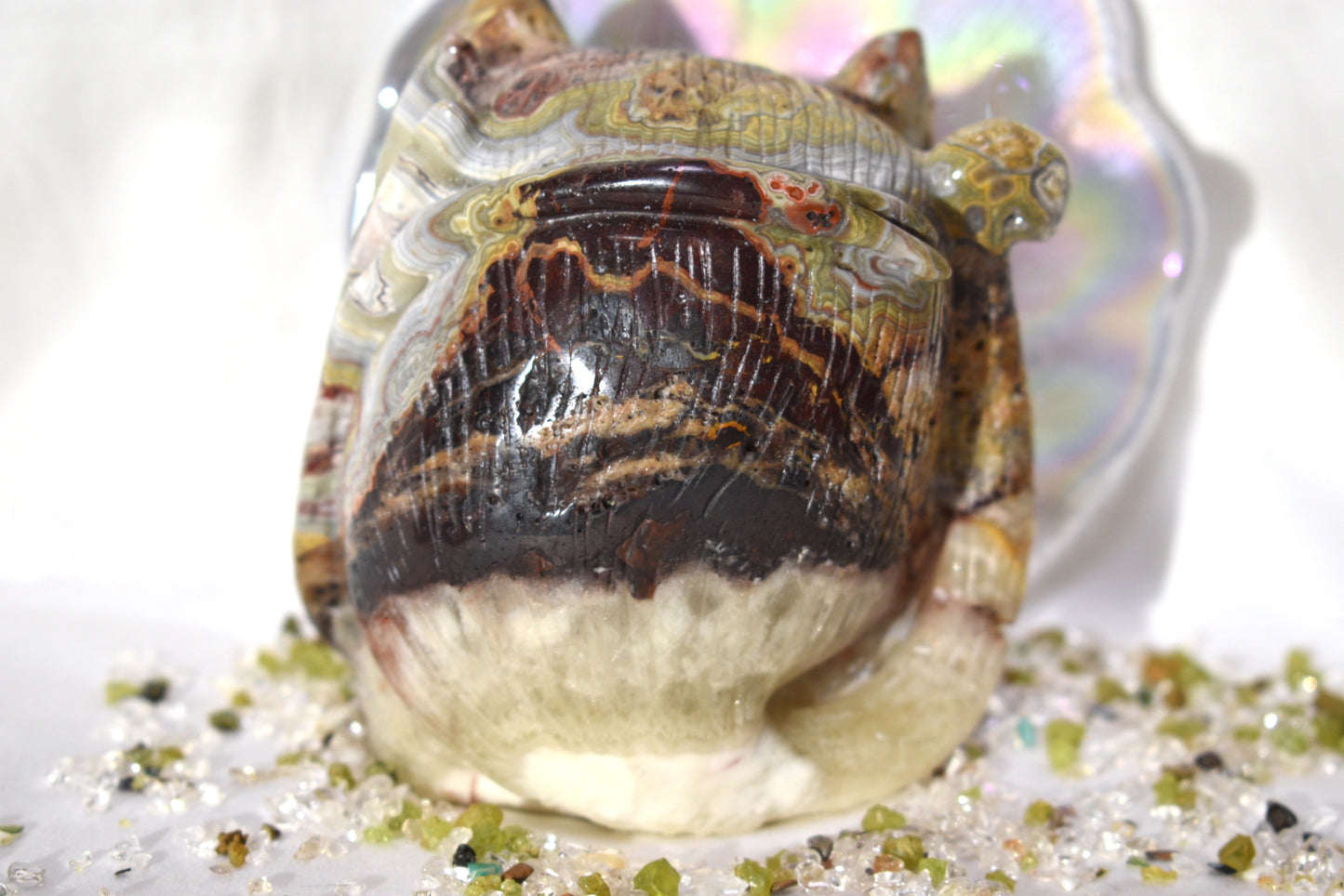 Cheshire Cat Carving Mexican Lace Agate
