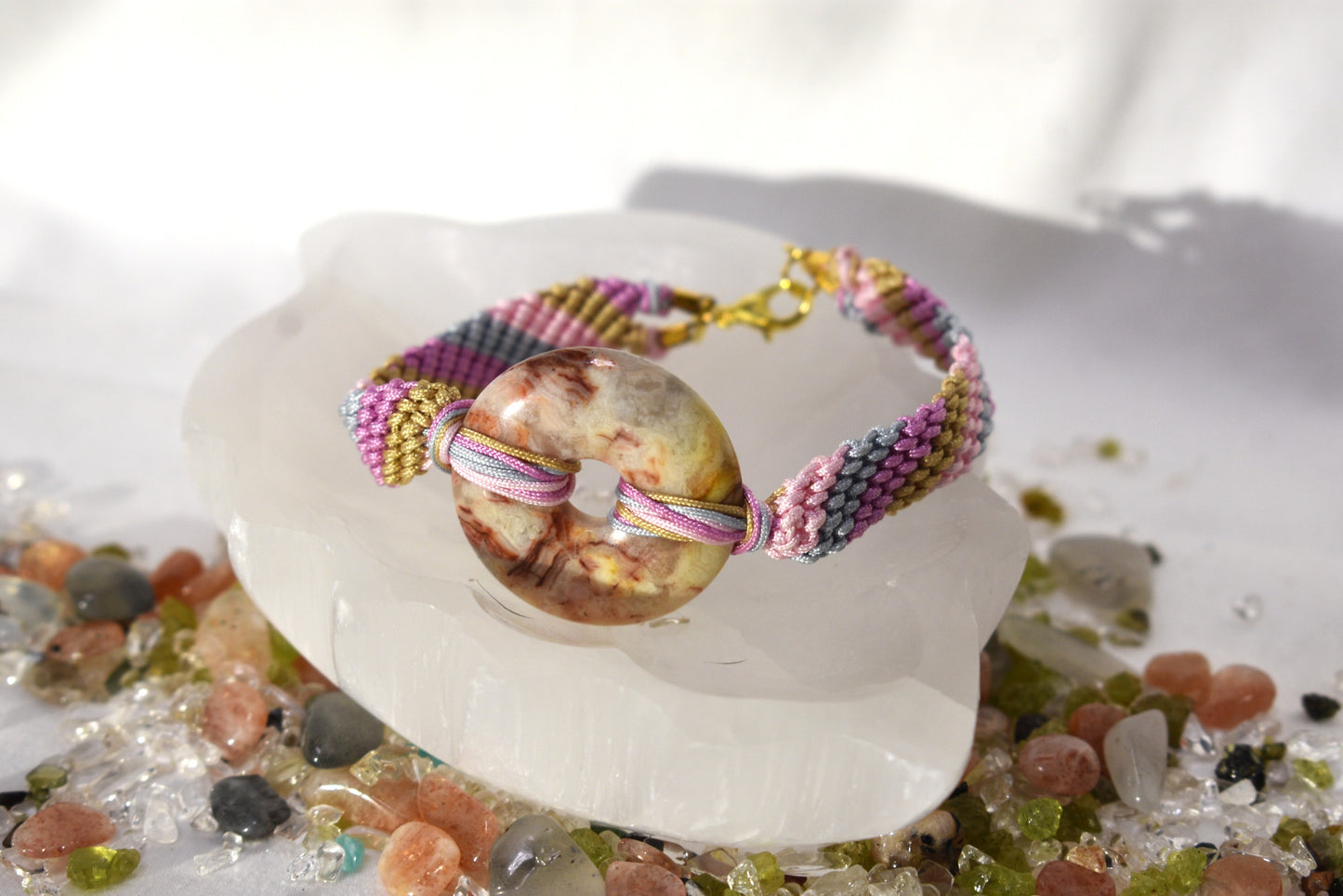 Crazy Lace Agate Peace Buckle Bracelet