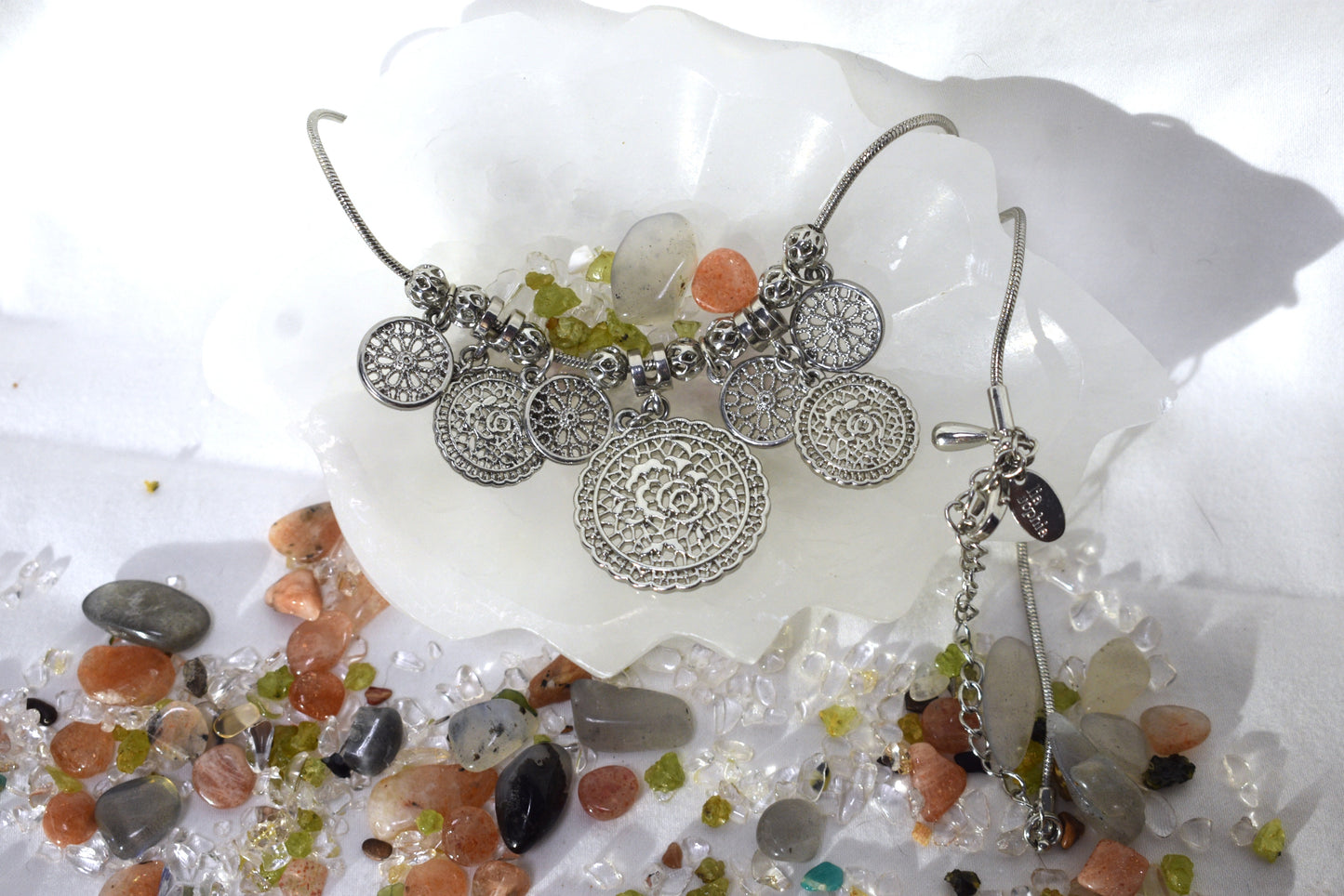 Multi Flower Silver Necklace