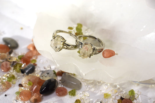 Raw Clear Quartz with Garden inclusions Ring