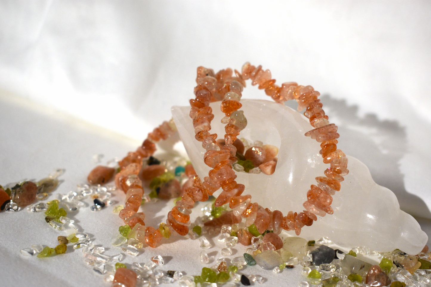 Golden sunstone chip stone bracelet