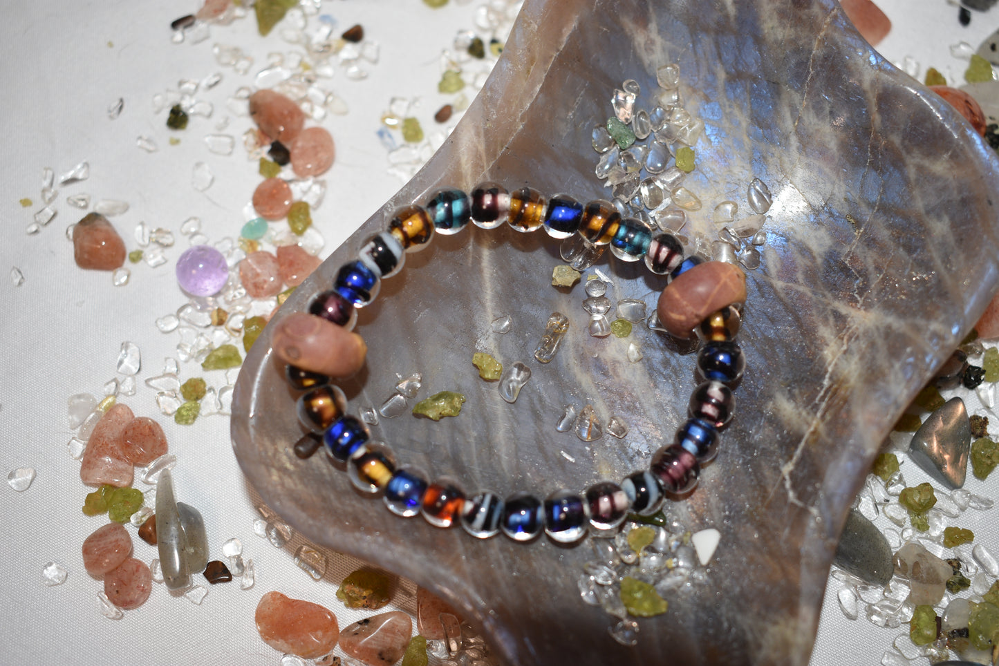 Cherry creek jasper with glass bead bracelet