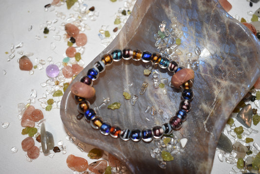 Cherry creek jasper with glass bead bracelet