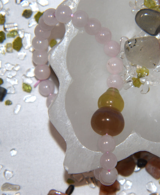 Fluorite hulu with rose quartz bracelet