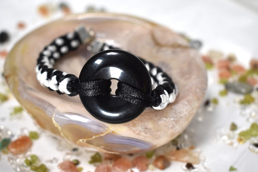 Obsidian Pin Buckle Bracelet