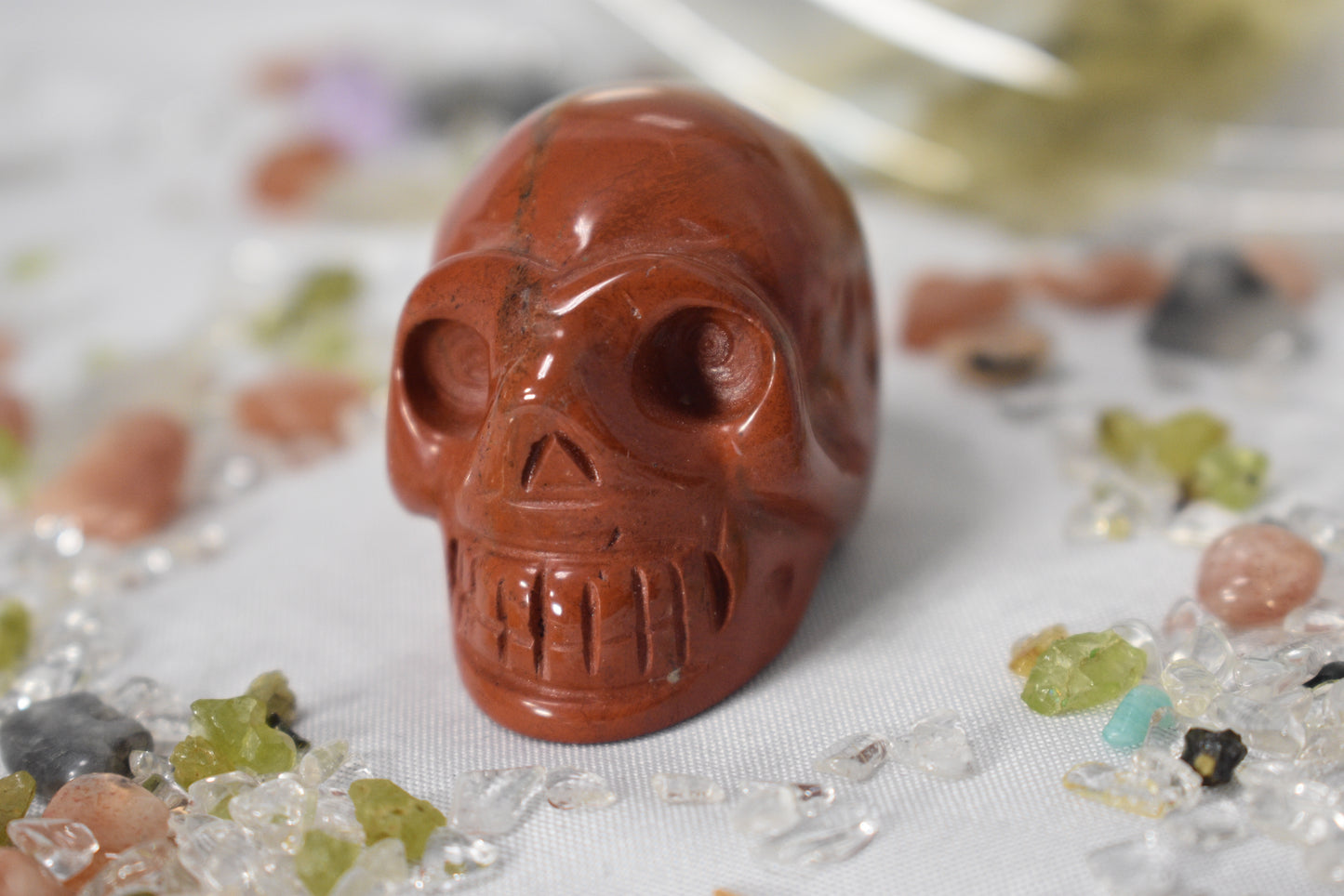 Red Jasper Skull Carving