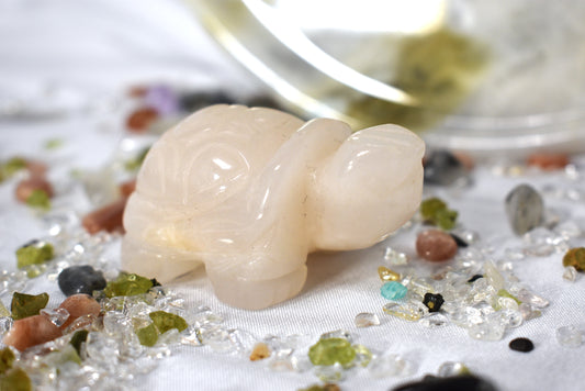 Flower Agate Turtle Carving