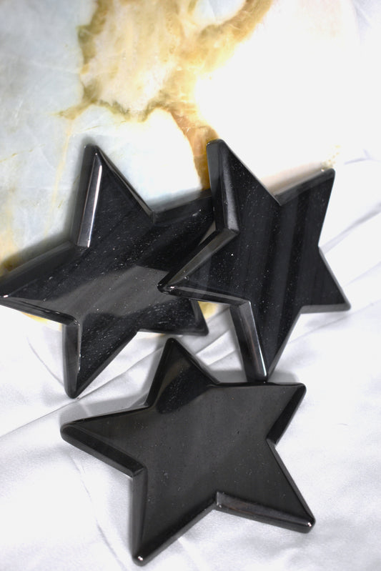 Black Lace Obsidian Star Carving