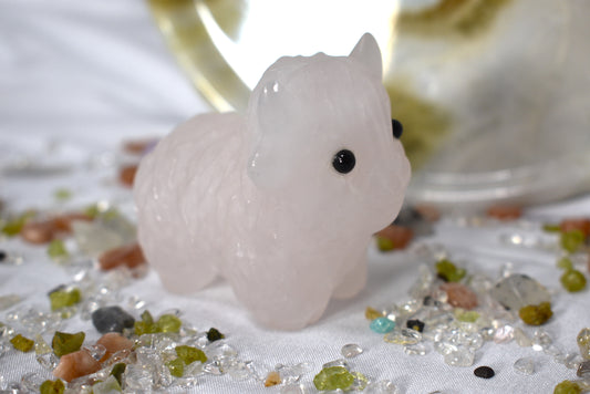 Rose Quartz Highland Cow Carving