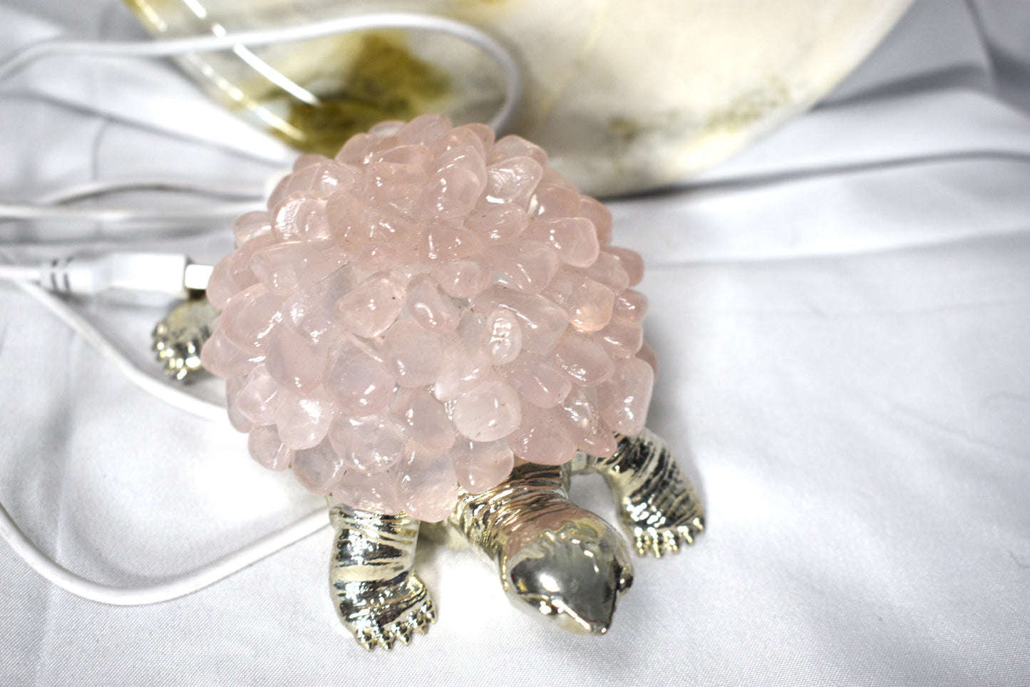 Pink Rose Quartz Turtle Light Decoration USB