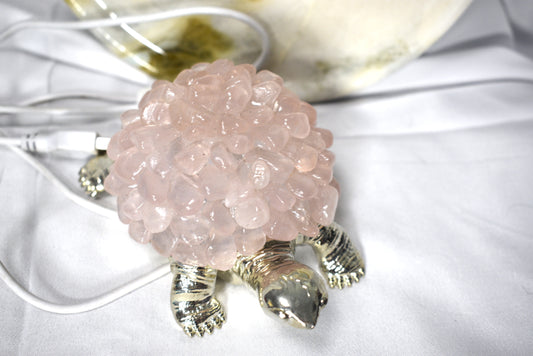 Pink Rose Quartz Turtle Light Decoration USB
