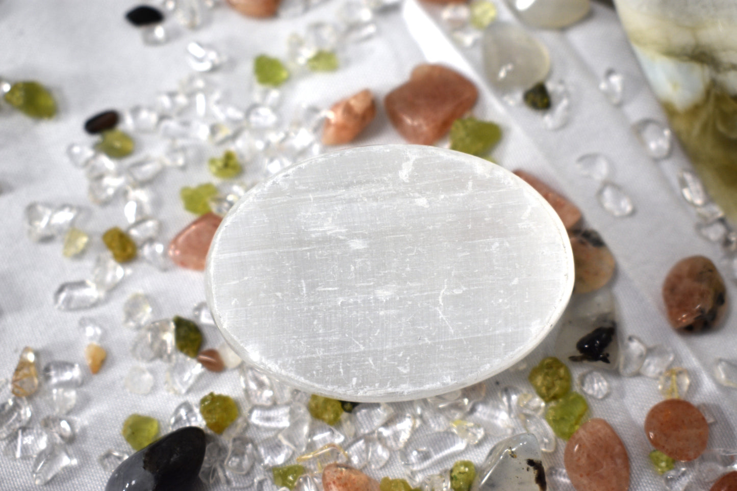 Selenite Palm Stone