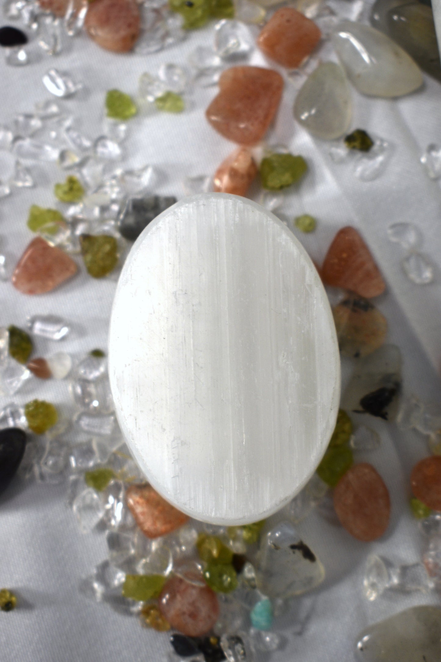 Selenite Palm Stone