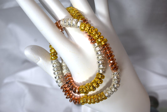 Gold, Copper, Silver Hematite Bracelet