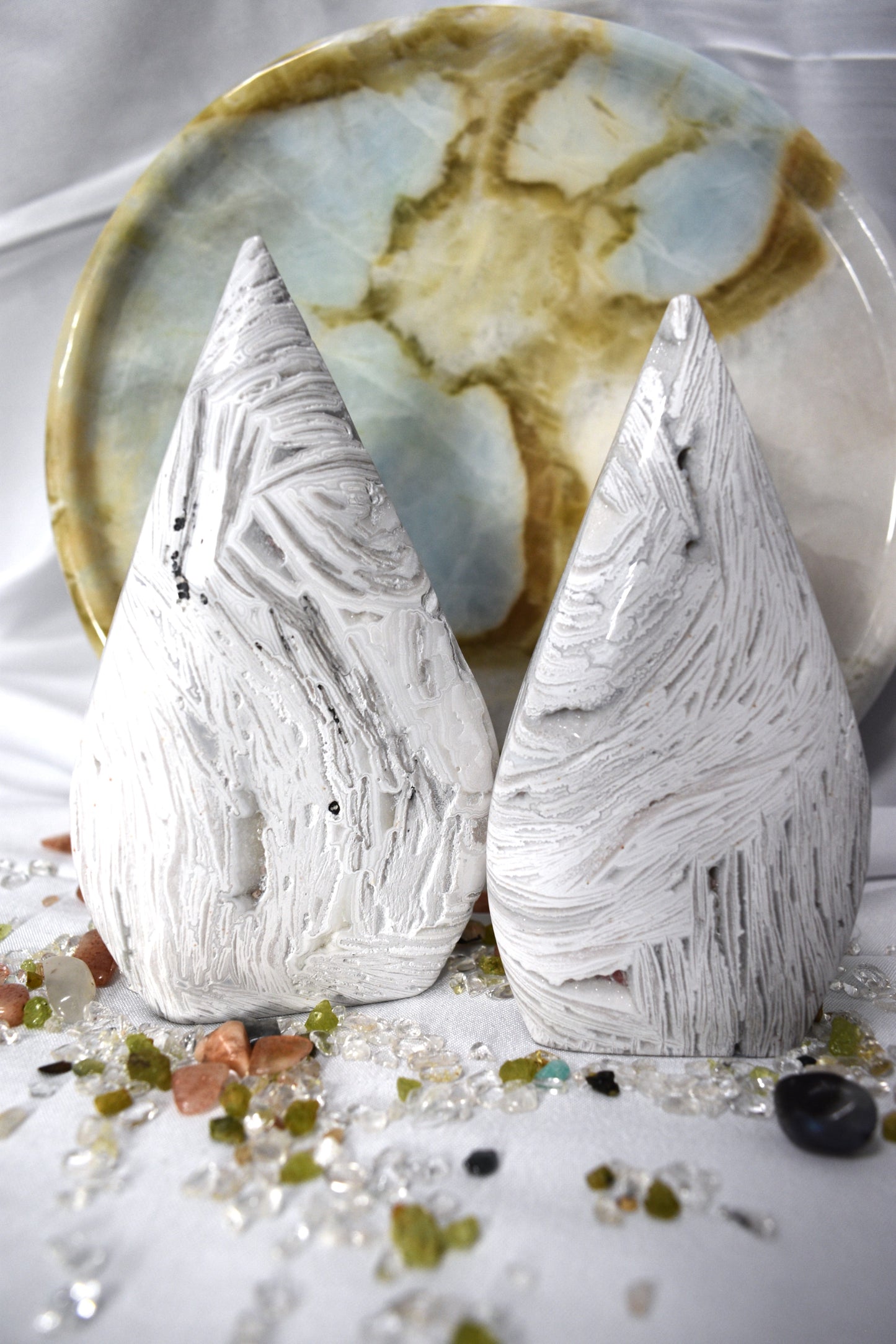 White Lace Agate Teardrop Ornament